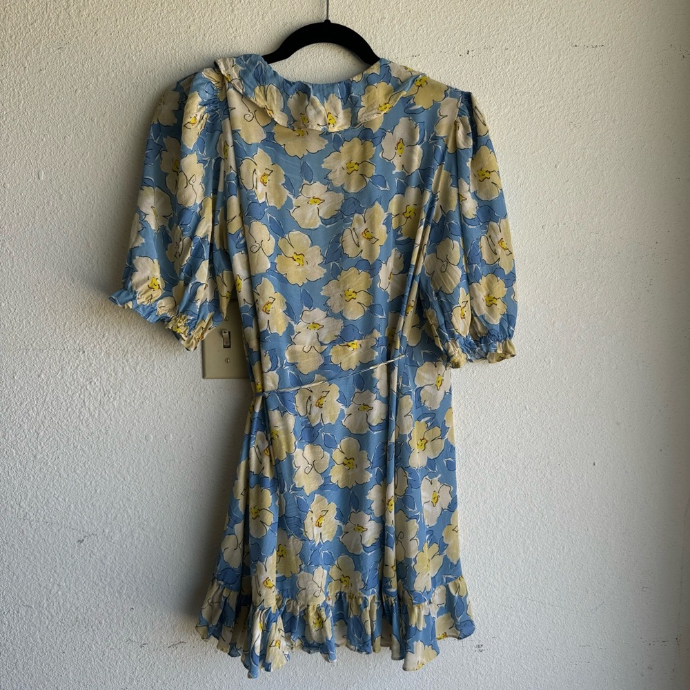 Rixo Nina Azelea Bloom Silk Mini Wrap Dress - Picture 9 of 10